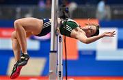 9 March 2025; Kate O'Connor of Ireland competes in the high jump event of the women's pentathlon during day four of the European Athletics Indoor Championships 2025 at the Omnisport Apeldoorn in Apeldoorn, Netherlands. Photo by Sam Barnes/Sportsfile