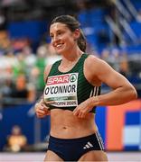 9 March 2025; Kate O'Connor of Ireland after competing in the high jump event of the women's pentathlon during day four of the European Athletics Indoor Championships 2025 at the Omnisport Apeldoorn in Apeldoorn, Netherlands. Photo by Sam Barnes/Sportsfile