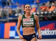 9 March 2025; Kate O'Connor of Ireland after competing in the high jump event of the women's pentathlon during day four of the European Athletics Indoor Championships 2025 at the Omnisport Apeldoorn in Apeldoorn, Netherlands. Photo by Sam Barnes/Sportsfile