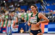 9 March 2025; Kate O'Connor of Ireland after competing in the high jump event of the women's pentathlon during day four of the European Athletics Indoor Championships 2025 at the Omnisport Apeldoorn in Apeldoorn, Netherlands. Photo by Sam Barnes/Sportsfile