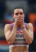 9 March 2025; Jade O'Dowda of Great Britain celebrates a clearance in the high jump event of the women's pentathlon during day four of the European Athletics Indoor Championships 2025 at the Omnisport Apeldoorn in Apeldoorn, Netherlands. Photo by Sam Barnes/Sportsfile