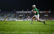 8 March 2025; Aaron Gillane of Limerick takes a free during the Allianz Hurling League Division 1A match between Limerick and Galway at TUS Gaelic Grounds in Limerick. Photo by Piaras Ó Mídheach/Sportsfile