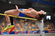 9 March 2025; Sofie Dokter of Netherlands competes in the high jump event of the women's pentathlon during day four of the European Athletics Indoor Championships 2025 at the Omnisport Apeldoorn in Apeldoorn, Netherlands. Photo by Sam Barnes/Sportsfile