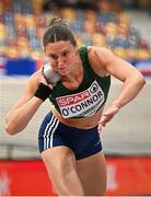 8 March 2025; Kate O'Connor of Ireland competes in the shot put event of the women's pentathlon during day three of the European Athletics Indoor Championships 2025 at the Omnisport Apeldoorn in Apeldoorn, Netherlands. Photo by Sam Barnes/Sportsfile