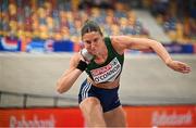 8 March 2025; Kate O'Connor of Ireland competes in the shot put event of the women's pentathlon during day three of the European Athletics Indoor Championships 2025 at the Omnisport Apeldoorn in Apeldoorn, Netherlands. Photo by Sam Barnes/Sportsfile