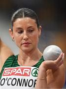 8 March 2025; Kate O'Connor of Ireland competes in the shot put event of the women's pentathlon during day three of the European Athletics Indoor Championships 2025 at the Omnisport Apeldoorn in Apeldoorn, Netherlands. Photo by Sam Barnes/Sportsfile