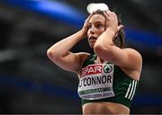 9 March 2025; Kate O'Connor of Ireland reacts to a failed clearance in the high jump event of the women's pentathlon during day four of the European Athletics Indoor Championships 2025 at the Omnisport Apeldoorn in Apeldoorn, Netherlands. Photo by Sam Barnes/Sportsfile