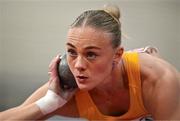 8 March 2025; Lovisa Karlsson of Sweden competes in the shot put event of the women's pentathlon during day three of the European Athletics Indoor Championships 2025 at the Omnisport Apeldoorn in Apeldoorn, Netherlands. Photo by Sam Barnes/Sportsfile