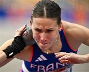 8 March 2025; Célia Perron of France competes in the shot put event of the women's pentathlon during day three of the European Athletics Indoor Championships 2025 at the Omnisport Apeldoorn in Apeldoorn, Netherlands. Photo by Sam Barnes/Sportsfile