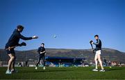 9 March 2025; Antrim players warm-up before the Allianz Hurling League Division 1B match between Antrim and Laois at Corrigan Park in Belfast. Photo by Ramsey Cardy/Sportsfile