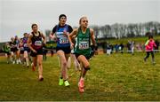 8 March 2025; Aoibhinn Donnelly of St John Bosco CC Kildysart competes in the Junior Girls 2,500m during the 123.ie All Ireland Schools Cross Country Championships at Galway Racecourse in Ballybrit, Galway. Photo by Tom Beary/Sportsfile