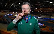 9 March 2025; Mark English of Ireland with his bronze medal from the men's 800m final on day four of the European Athletics Indoor Championships 2025 at the Omnisport Apeldoorn in Apeldoorn, Netherlands. Photo by Sam Barnes/Sportsfile