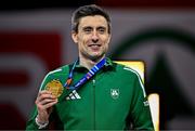 9 March 2025; Mark English of Ireland with his bronze medal from the men's 800m final on day four of the European Athletics Indoor Championships 2025 at the Omnisport Apeldoorn in Apeldoorn, Netherlands. Photo by Sam Barnes/Sportsfile