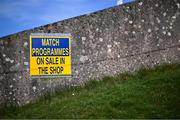 9 March 2025; An advert for match programmes before the Allianz Hurling League Division 1A match between Clare and Cork at Zimmer Biomet Páirc Chíosóg in Ennis, Clare. Photo by Piaras Ó Mídheach/Sportsfile