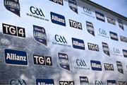 9 March 2025; An interview board for TG4 before the Allianz Hurling League Division 1A match between Clare and Cork at Zimmer Biomet Páirc Chíosóg in Ennis, Clare. Photo by Piaras Ó Mídheach/Sportsfile