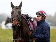 10 March 2025: Jockey Paul Townend with Kopek Des Bordes ahead of the Cheltenham Racing Festival at Prestbury Park in Cheltenham, England. Photo by Harry Murphy/Sportsfile