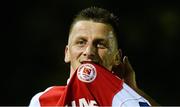 4 October 2013; Anto Flood, St. Patrick’s Athletic, celebrates after scoring his side's second goal. Airtricity League Premier Division, UCD v St. Patrick’s Athletic, UCD Bowl, Belfield, Dublin. Picture credit: David Maher / SPORTSFILE