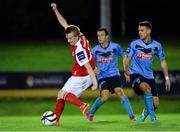 4 October 2013; Chris Forrester, St. Patrick’s Athletic, shoots to score his side's first goal. Airtricity League Premier Division, UCD v St. Patrick’s Athletic, UCD Bowl, Belfield, Dublin. Picture credit: David Maher / SPORTSFILE