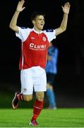 4 October 2013; Jake Kelly, St. Patrick’s Athletic, celebrates after scoring his side's third goal. Airtricity League Premier Division, UCD v St. Patrick’s Athletic, UCD Bowl, Belfield, Dublin. Picture credit: David Maher / SPORTSFILE