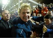 4 October 2013; St. Patrick’s Athletic manager Liam Buckley celebrates with supporters after the game. Airtricity League Premier Division, UCD v St. Patrick’s Athletic, UCD Bowl, Belfield, Dublin. Picture credit: David Maher / SPORTSFILE