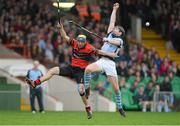 6 October 2013; Mikey Lyons, Adare, in action against Kevin Ryan, Na Piarsaigh. Limerick County Senior Club Hurling Championship Final, Adare v Na Piarsaigh, Gaelic Grounds, Limerick. Picture credit: Diarmuid Greene / SPORTSFILE