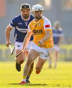 9 March 2025; Conor Johnston of Antrim during the Allianz Hurling League Division 1B match between Antrim and Laois at Corrigan Park in Belfast. Photo by Ramsey Cardy/Sportsfile