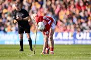 9 March 2025; Patrick Horgan of Cork prepares to take a free during the Allianz Hurling League Division 1A match between Clare and Cork at Zimmer Biomet Páirc Chíosóg in Ennis, Clare. Photo by Piaras Ó Mídheach/Sportsfile