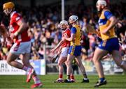 9 March 2025; Patrick Horgan of Cork is man-marked by Conor Cleary of Clare d1uring the Allianz Hurling League Division 1A match between Clare and Cork at Zimmer Biomet Páirc Chíosóg in Ennis, Clare. Photo by Piaras Ó Mídheach/Sportsfile