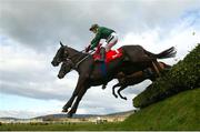 12 March 2025; Stumptown, with Keith Donoghue up, right, jumps the last on their way to winning The Glenfarclas Cross Country Steeple Chase on day two of the Cheltenham Racing Festival at Prestbury Park in Cheltenham, England. Photo by Harry Murphy/Sportsfile