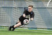 12 March 2025; Rice College goalkeeper Michael McDonnell saves a penalty during the shootout at the FAI Schools Dr Tony O'Neill Senior National Cup final match between Blackrock College and Rice College at Athlone Town Stadium in Athlone, Westmeath. Photo by Matt Browne/Sportsfile