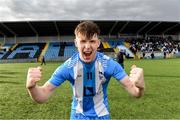 12 March 2025; Rice College goalscorer Rian Durkan celebrates after the FAI Schools Dr Tony O'Neill Senior National Cup final match between Blackrock College and Rice College at Athlone Town Stadium in Athlone, Westmeath. Photo by Matt Browne/Sportsfile