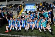 12 March 2025; Rice College players celebrate with the after the FAI Schools Dr Tony O'Neill Senior National Cup final match between Blackrock College and Rice College at Athlone Town Stadium in Athlone, Westmeath. Photo by Matt Browne/Sportsfile