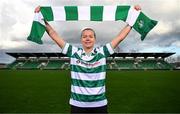 12 March 2025; Shamrock Rovers new signing Ruesha Littlejohn poses for a portrait during her unveiling at Tallaght Stadium in Dublin. Photo by Stephen McCarthy/Sportsfile