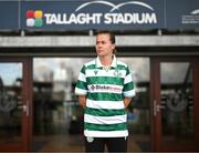 12 March 2025; Shamrock Rovers new signing Ruesha Littlejohn poses for a portrait during her unveiling at Tallaght Stadium in Dublin. Photo by Stephen McCarthy/Sportsfile