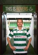 12 March 2025; Shamrock Rovers new signing Ruesha Littlejohn poses for a portrait during her unveiling at Tallaght Stadium in Dublin. Photo by Stephen McCarthy/Sportsfile