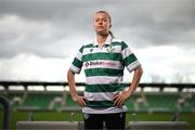 12 March 2025; Shamrock Rovers new signing Ruesha Littlejohn poses for a portrait during her unveiling at Tallaght Stadium in Dublin. Photo by Stephen McCarthy/Sportsfile