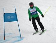 12 March 2025; Donal Brennan of Team Ireland, a member of Kilternan Karvers, Ballinteer, Dublin, competing in the Intermediate Giant Slalom, Division three, during day four of the Turin 2025 Special Olympics World Winter Games in Sestriere, Italy. Photo by Ray McManus/Sportsfile