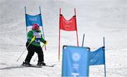 12 March 2025; Lucy Best of Team Ireland, a member of Skiability Northern Ireland, Balinderry, Antrim, on her way to winning Gold in the Novice Giant Slalon Final, division eight, during day four of the Turin 2025 Special Olympics World Winter Games in Sestriere, Italy. Photo by Ray McManus/Sportsfile