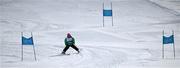 12 March 2025; Lucy Best of Team Ireland, a member of Skiability Northern Ireland, Balinderry, Antrim, on her way to winning Gold in the Novice Giant Slalon Final, division eight, during day four of the Turin 2025 Special Olympics World Winter Games in Sestriere, Italy. Photo by Ray McManus/Sportsfile