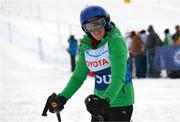 12 March 2025; Lorraine Whelan of Team Ireland, a member of Kilternan Karvers, Delgany, Wicklow after competing in the Intermediate Giant Slalom, Division fifteen, during day four of the Turin 2025 Special Olympics World Winter Games in Sestriere, Italy. Photo by Ray McManus/Sportsfile