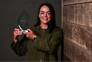 13 March 2025; Cavan star Sinéad Greene is pictured with The Croke Park Hotel/LGFA Player of the Month award for February 2025, at The Croke Park Hotel in Jones Road, Dublin. Sinéad was in excellent form for Cavan, who lead Division 3 of the Lidl NFL, during the month of February. Photo by Tyler Miller/Sportsfile