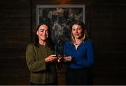 13 March 2025; Cavan star Sinéad Greene is presented with The Croke Park Hotel/LGFA Player of the Month award for February 2025 by Olivia Colgan, Business Development Executive, The Croke Park Hotel, at The Croke Park Hotel in Jones Road, Dublin. Sinéad was in excellent form for Cavan, who lead Division 3 of the Lidl NFL, during the month of February. Photo by Tyler Miller/Sportsfile