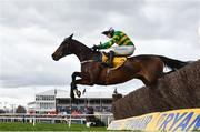 13 March 2025; Fact To File, with Mark Walsh up, jump the last on their way to winning the Ryanair Chase on day three of the Cheltenham Racing Festival at Prestbury Park in Cheltenham, England. Photo by David Fitzgerald/Sportsfile