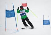 13 March 2025; Donal Brennan of Team Ireland, a member of Kilternan Karvers, Ballinteer, Dublin competes in the Intermediate Super G mens division one during day five of the Turin 2025 Special Olympics World Winter Games in Sestriere, Italy. Photo by Ray McManus/Sportsfile