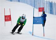 13 March 2025; Caolan McConville of Team Ireland, a member of Skiability Northern Ireland, Aghaghallon, Antrim, on his way to win a Gold Medal in the Advance Super G event during day five of the Turin 2025 Special Olympics World Winter Games in Sestriere, Italy. Photo by Ray McManus/Sportsfile