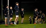 13 March 2025; UCD players warm up before the annual men’s Rugby Colours match between Dublin University and UCD at UCD Bowl in Dublin. Photo by Sam Barnes/Sportsfile