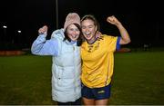 13 March 2025; Roisin Lennon of DCU Dóchas Éireann celebrates with her mother Carmel after her side's victory in the 2025 AIG Moynihan Cup final match between TUD CC1 and DCU Dóchas Éireann at Queen's Sport in Belfast. Photo by Shauna Clinton/Sportsfile