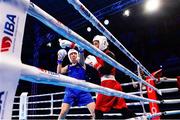 13 March 2025; Lisa O’Rourke of Ireland, left, in action against Saida Lahmidi of Morocco in their Elite Women 66-70kg light middle quarter-final bout during the 2025 IBA Women's World Boxing Championships quarter-finals at the Cair Sports Center in Niš, Serbia. Photo by Nikola Krstic/Sportsfile