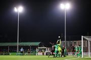 14 March 2025; Bray Wanderers goalkeeper Jimmy Corcoran makes a save during the SSE Airtricity Men's First Division match between Bray Wanderers and Dundalk at Carlisle Grounds in Bray, Wicklow. Photo by Thomas Flinkow/Sportsfile