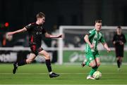 14 March 2025; Cian Doyle of Bray Wanderers in action against Eoin Kenny of Dundalk during the SSE Airtricity Men's First Division match between Bray Wanderers and Dundalk at Carlisle Grounds in Bray, Wicklow. Photo by Thomas Flinkow/Sportsfile